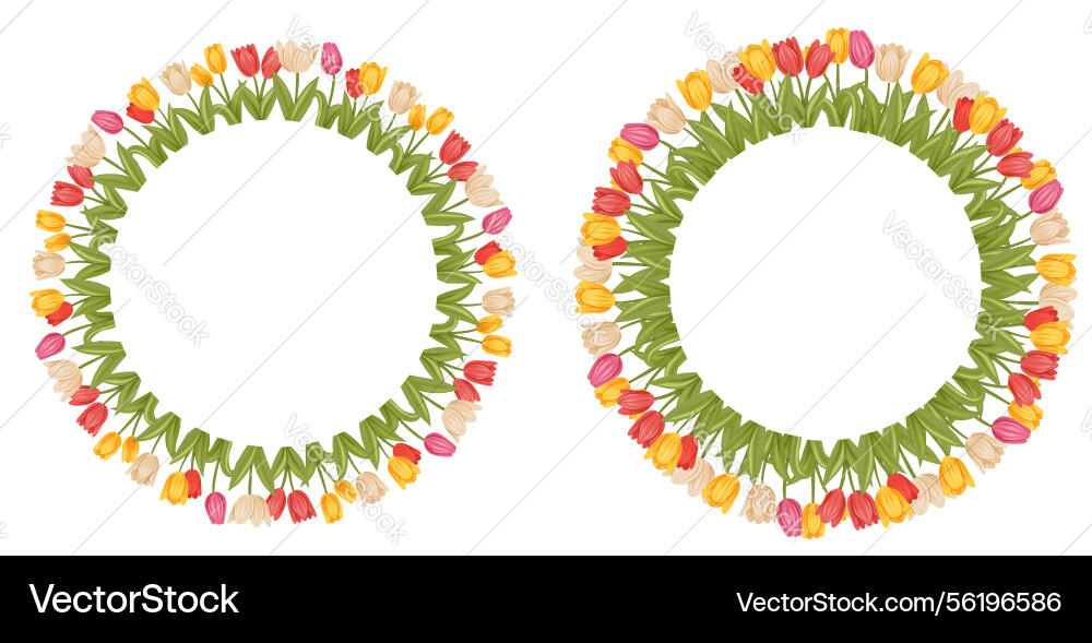Set of round frames with tulips and copy space Set of round frames with tulips and copy space vector image