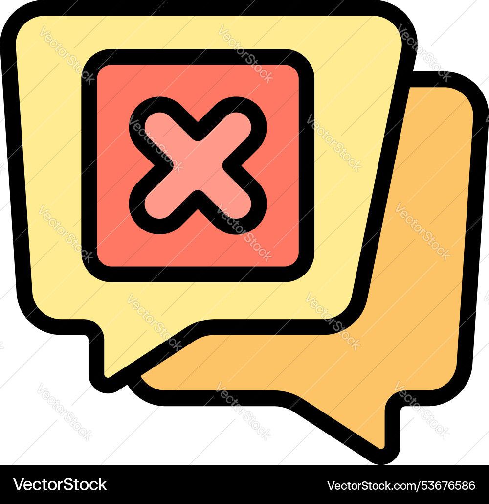 Speech bubbles showing delete icon representing Speech bubbles showing delete icon representing Vector Image