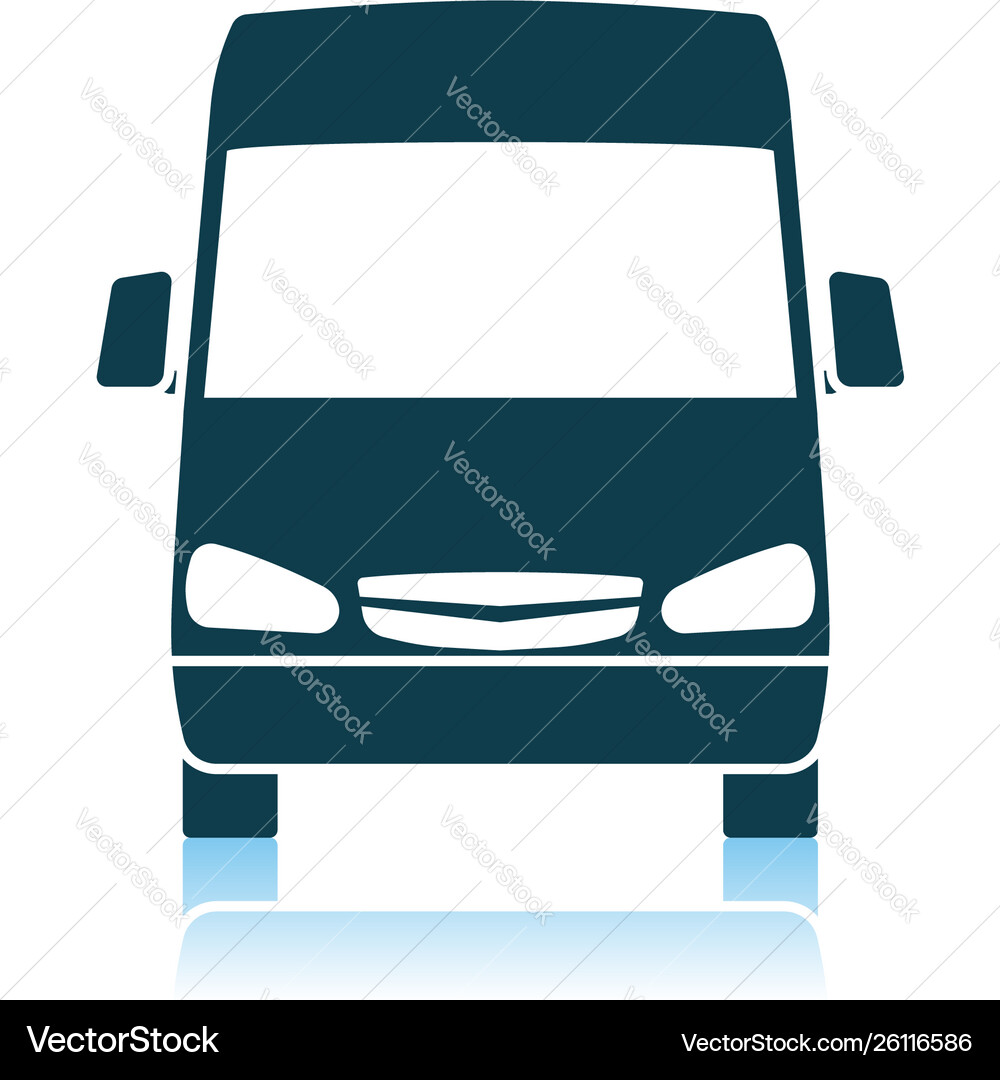 Van Icon - Front View with Reflection vector image