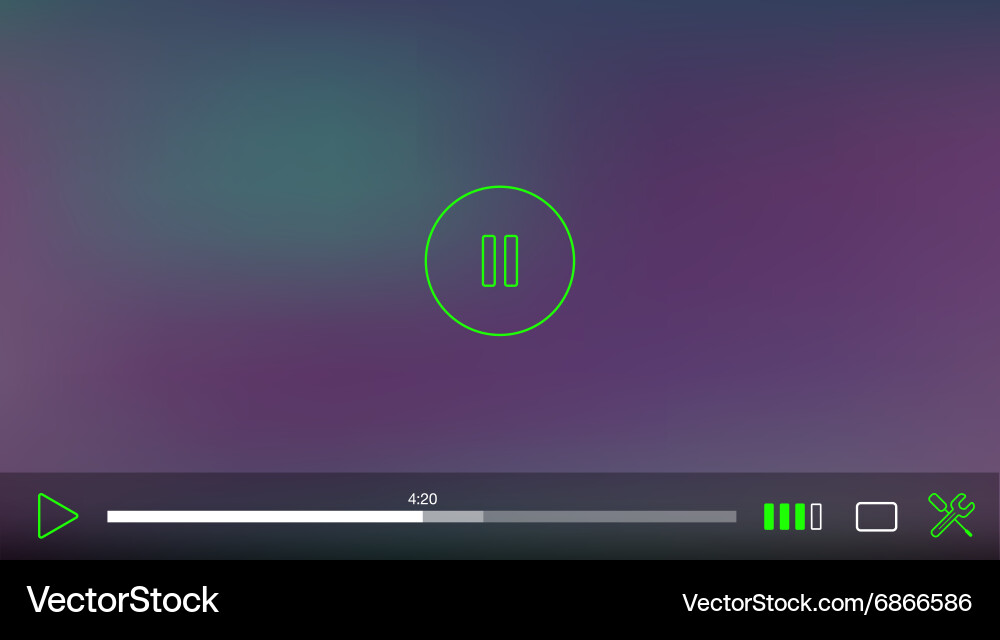 Video player window with menu and buttons panel vector image