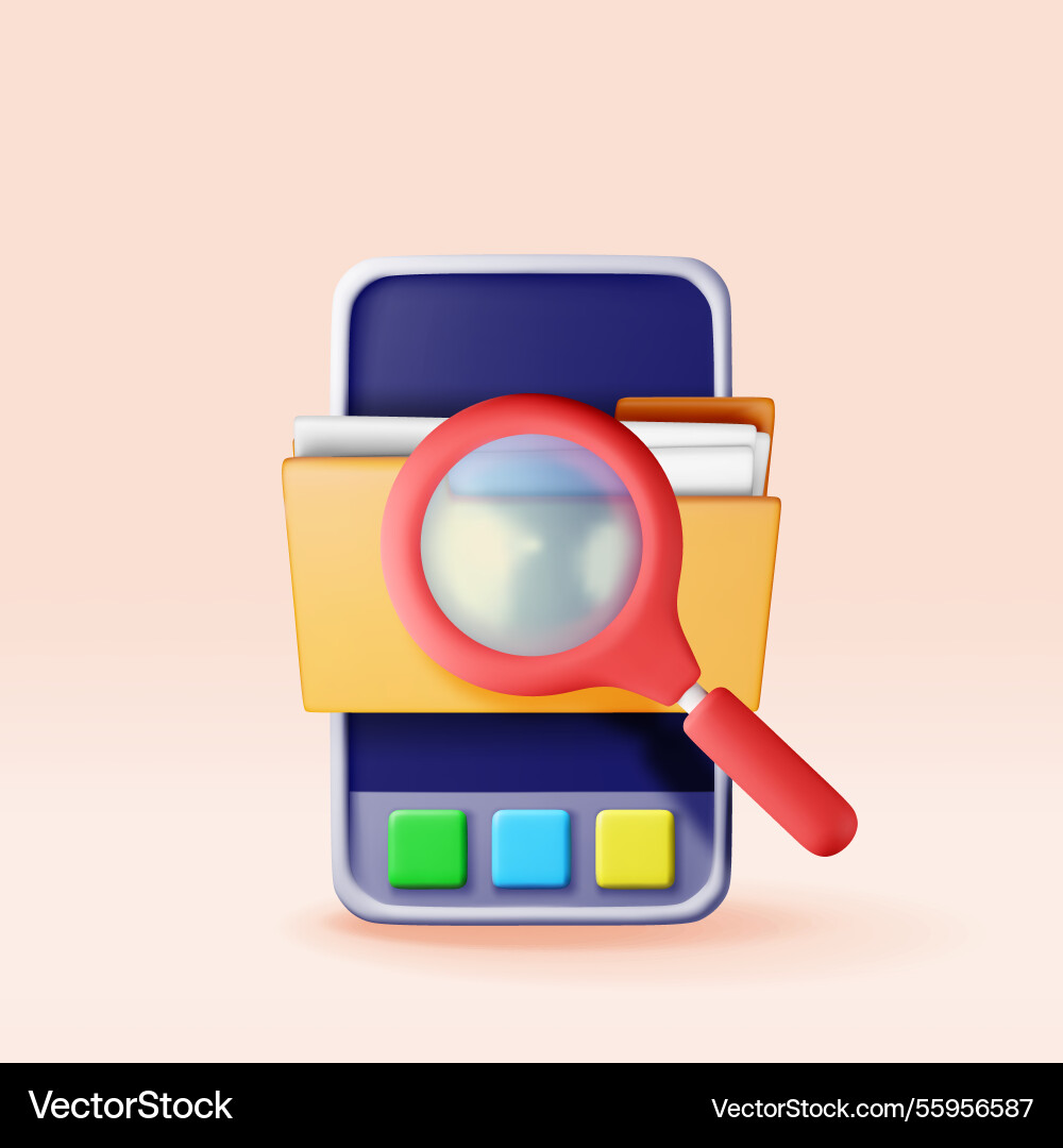 3d smartphone and search information in database 3d smartphone and search information in database vector image