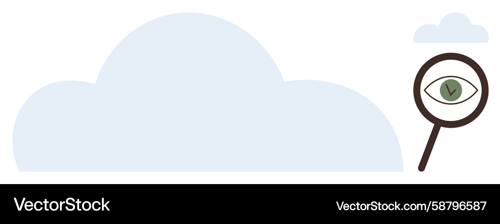 Cloud computing security with magnifying glass Cloud computing security with magnifying glass Vector Image
