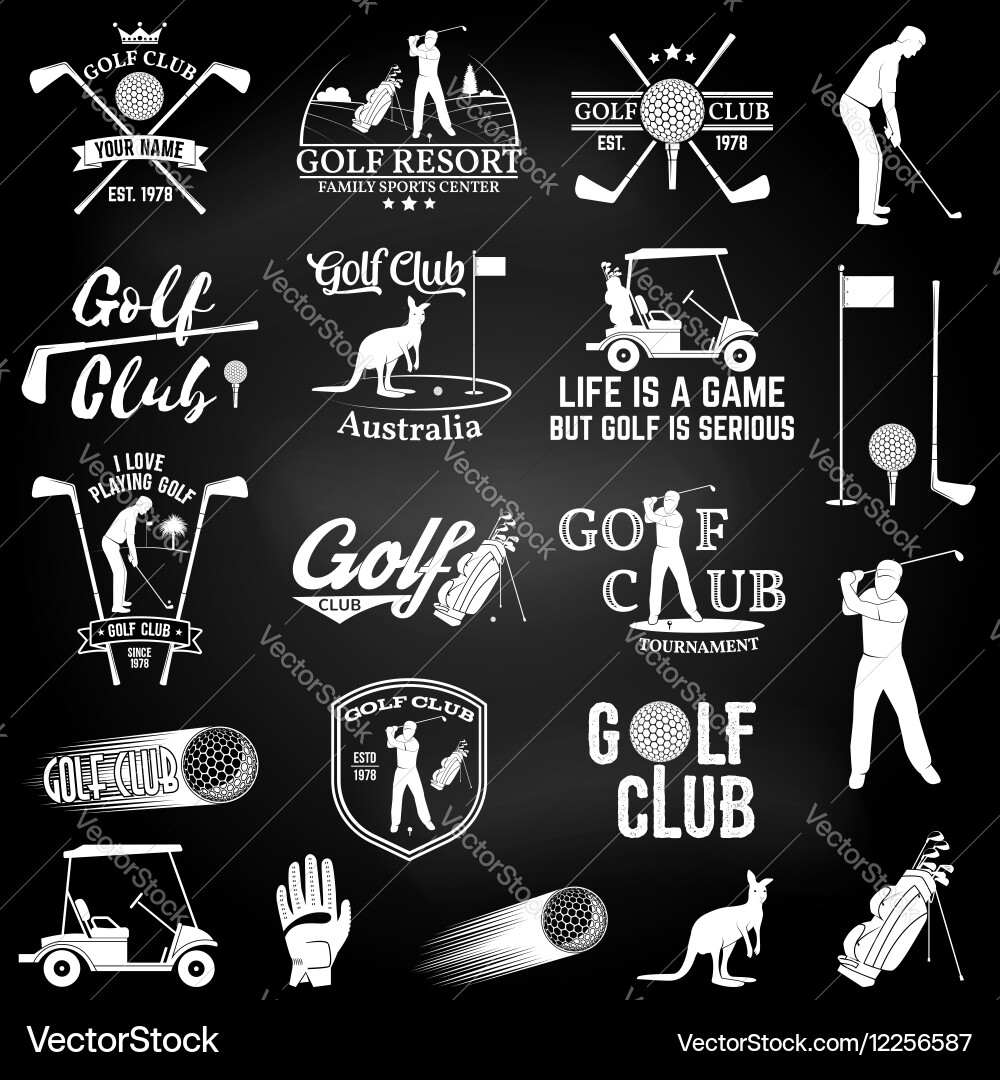 Golf Club & Silhouette Badge Vector Image