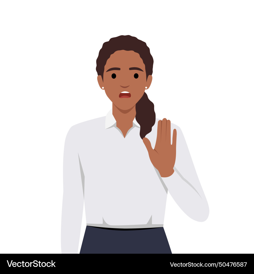 Young female say no with negative gesture concept Young female say no with negative gesture concept vector image