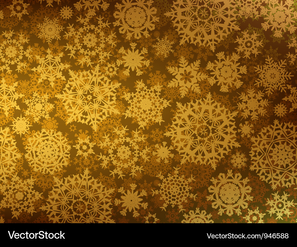 Golden snowflake background vector image