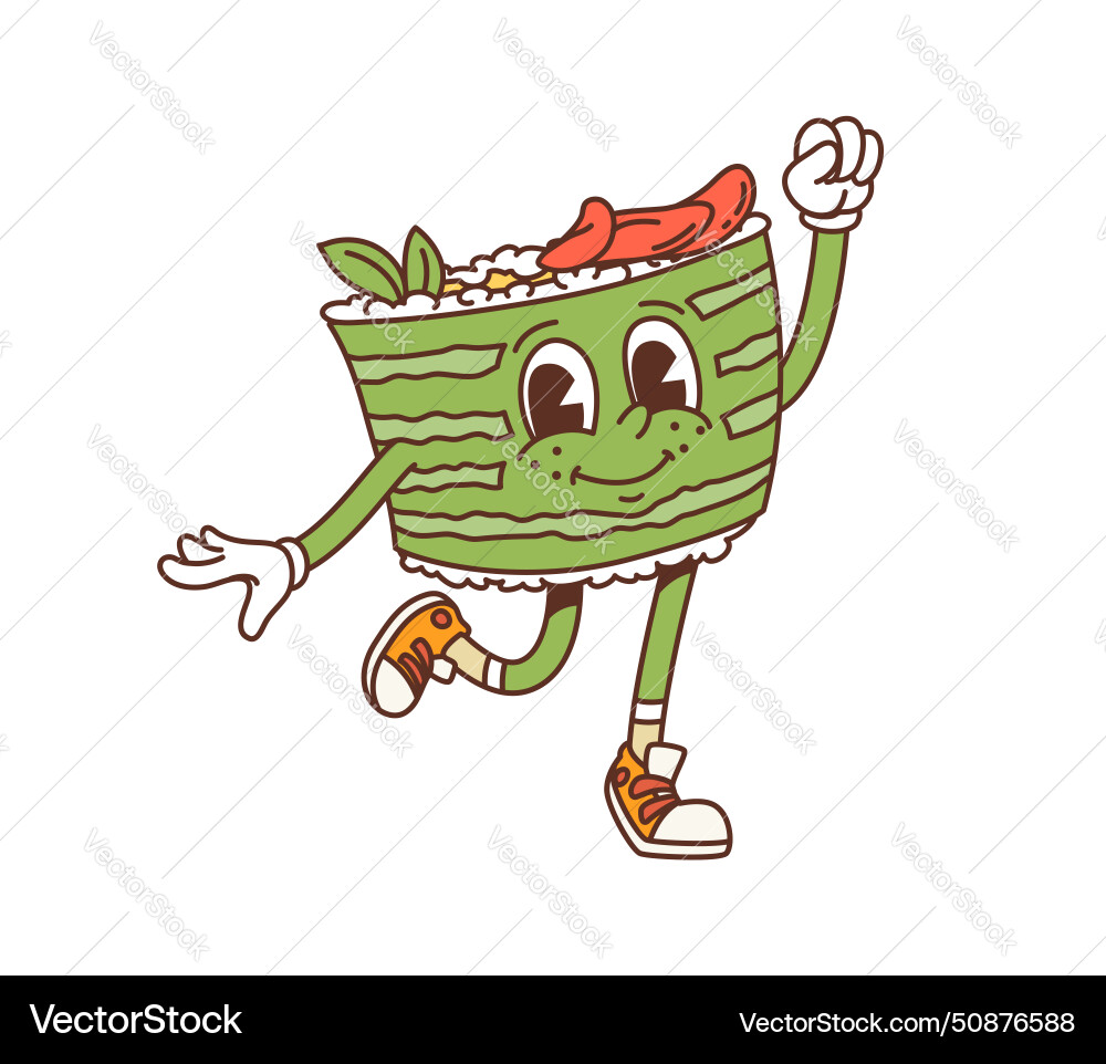 Groovy Sushi Roll Character vector image