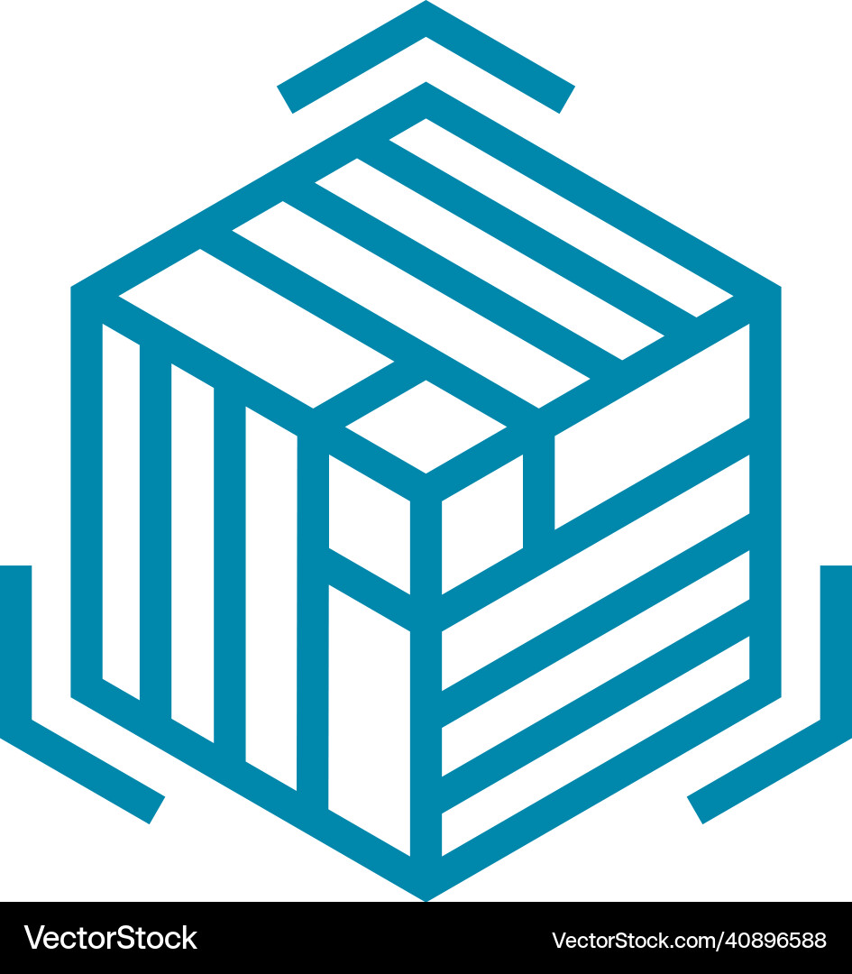 Hyper cube logo abstract linear tesseract icon Hyper cube logo abstract linear tesseract icon vector image