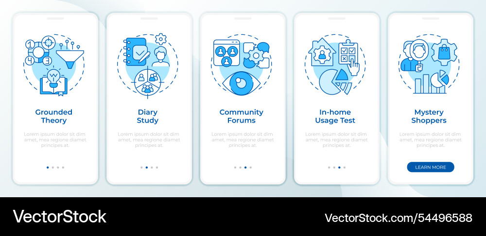 Market research blue onboarding mobile app screen Market research blue onboarding mobile app screen vector image