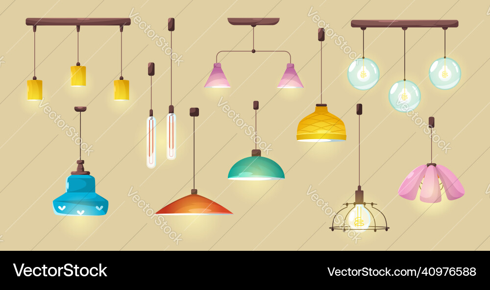 Modern ceiling lamps pendant electric lights Modern ceiling lamps pendant electric lights vector image