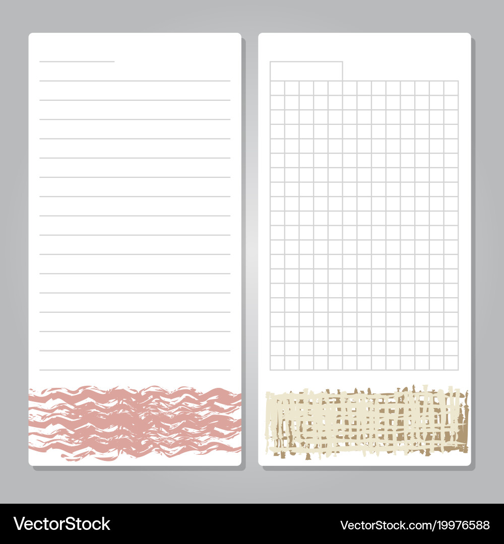 Notebook page templates with paper for notes vector image
