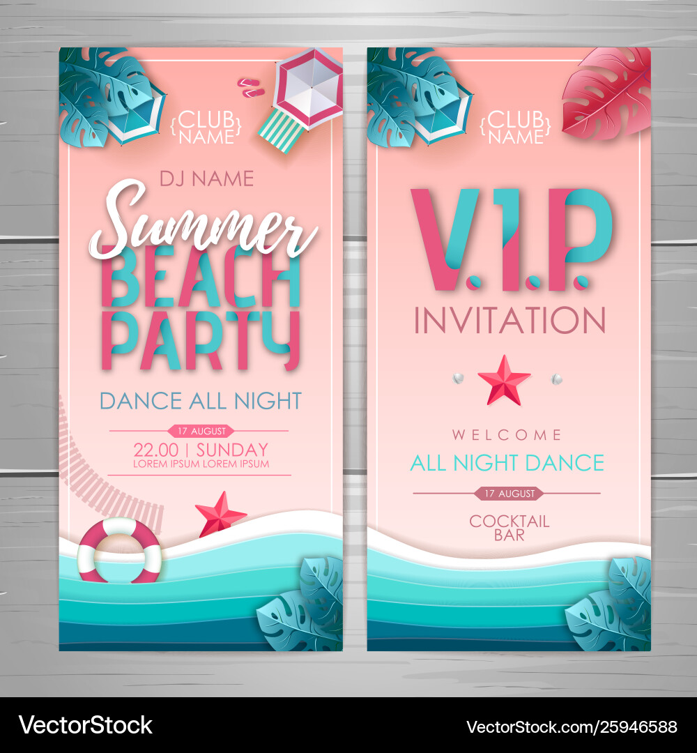 Summer party poster design disco invitation Summer party poster design disco invitation vector image