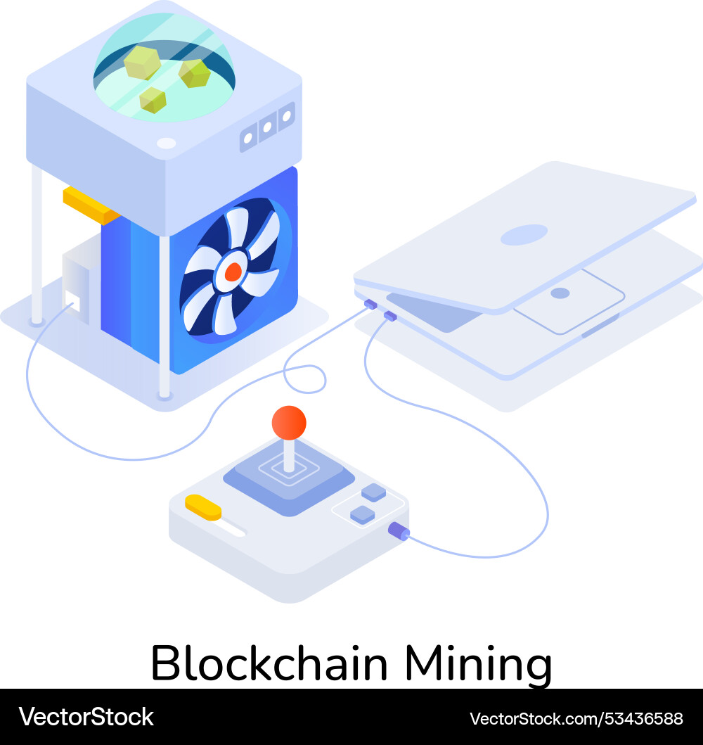 Webblockchain mining icon in isometric style Vector Image