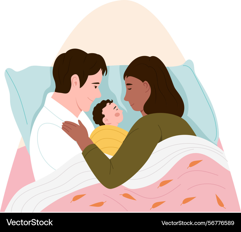 A flat style showing baby snuggle Vector Image