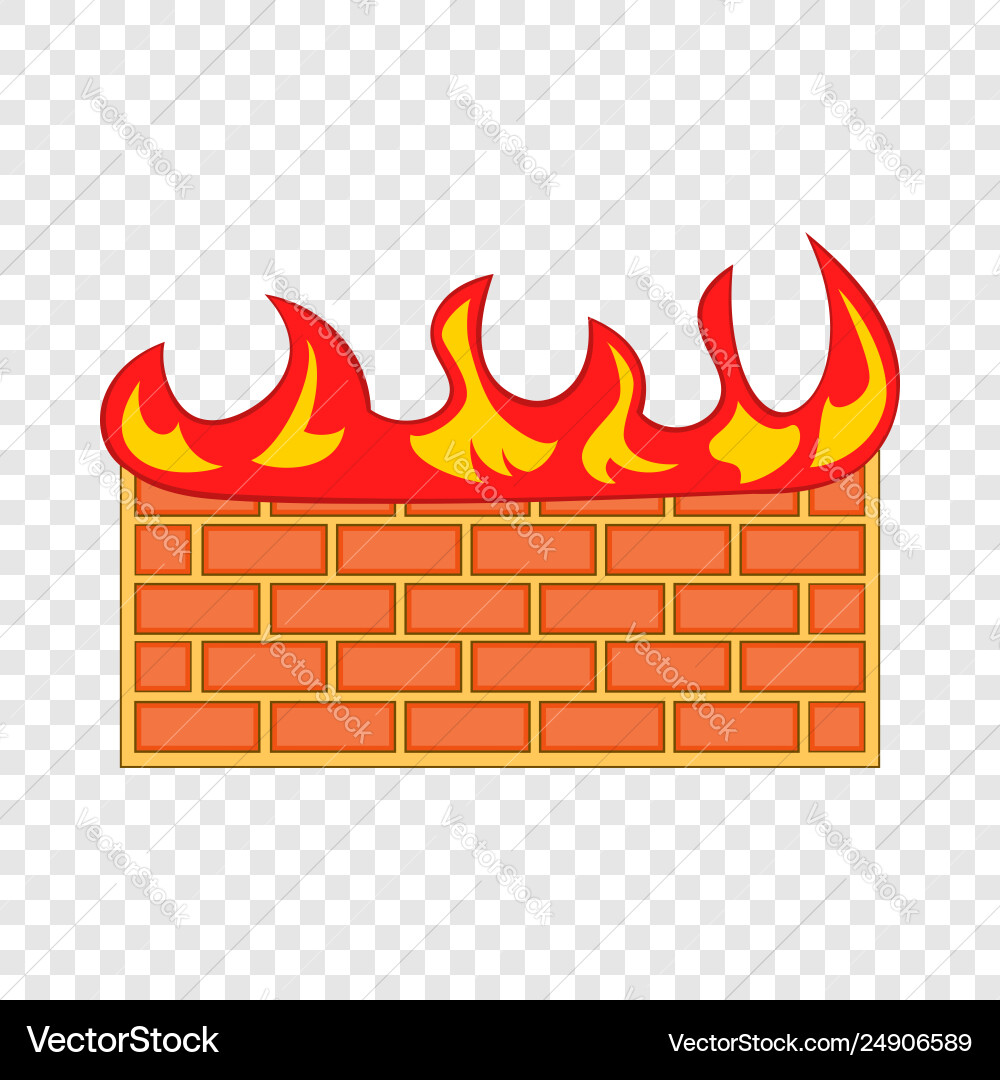 Brick Wand auf Feuer Ikone Cartoon Stil Brick Wand auf Feuer Ikone Cartoon Stil vektorbild