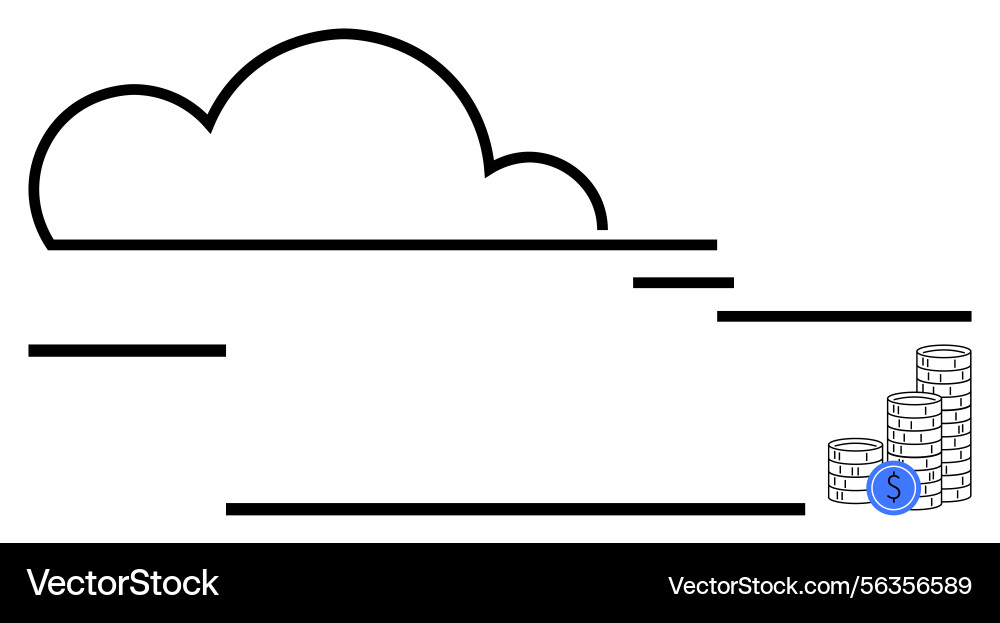 Cloud computing concept with stack of coins Cloud computing concept with stack of coins vector image