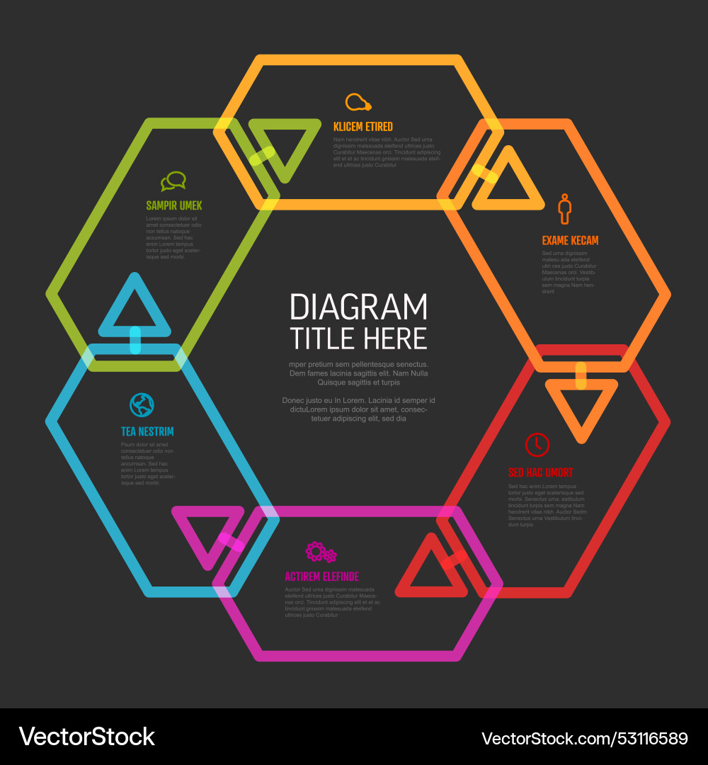 Six content rectangles with triangle arrows Six content rectangles with triangle arrows vector image