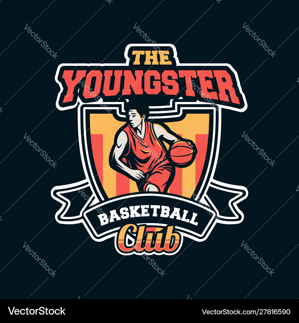 Basketball Club Badge - Modern & Energetic Vector Image