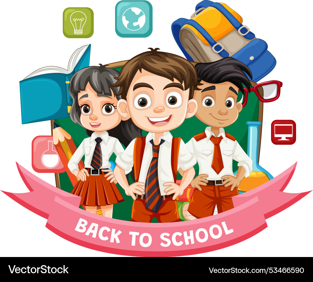 Happy students ready for new school year Happy students ready for new school year vector image