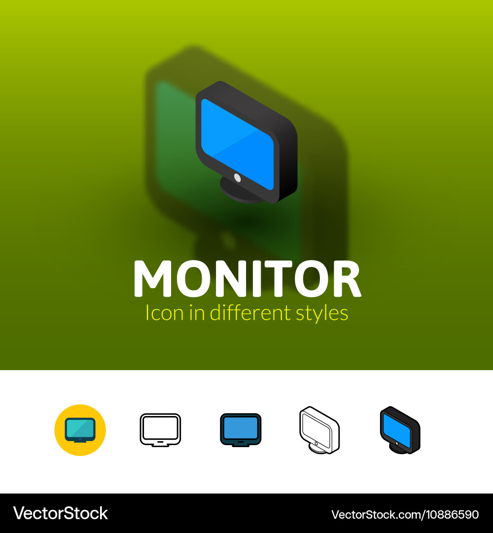 Monitor icon in different style Vector Image