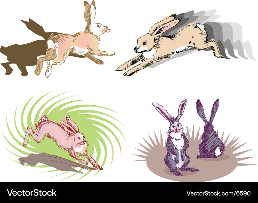 Running Hare Sketch Vector Image