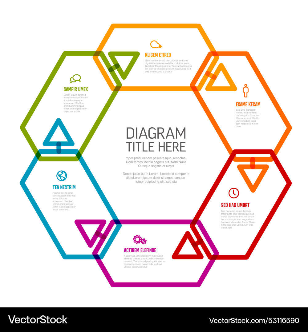 Six content rectangles with triangle arrows Six content rectangles with triangle arrows vector image