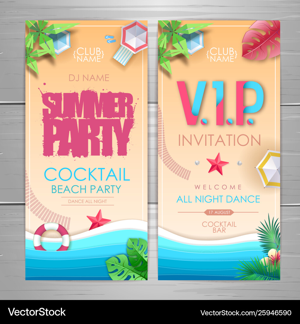 Summer party poster design disco invitation Summer party poster design disco invitation vector image