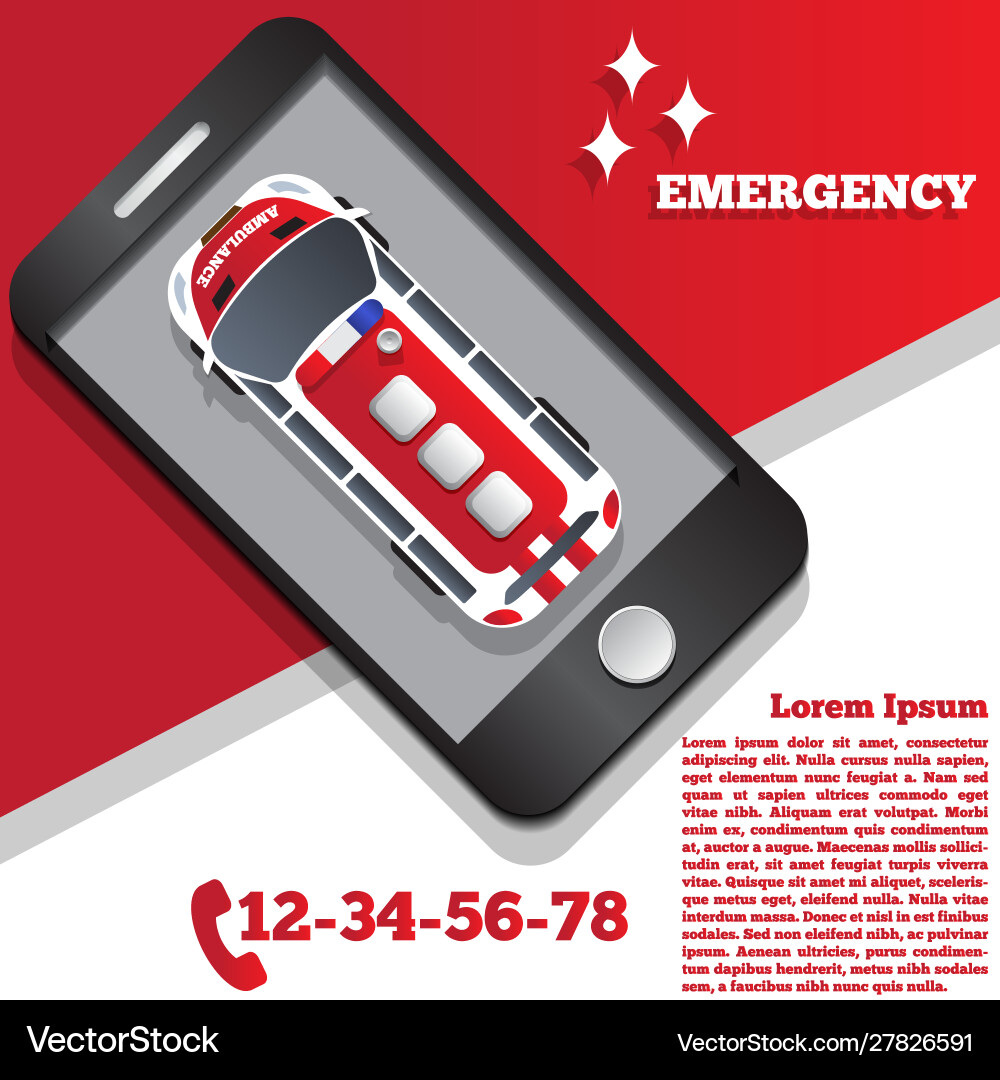 Ambulance in form a mobile application Vector Image