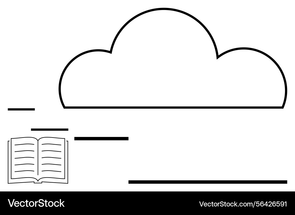 Cloud and open book concept representing digital Cloud and open book concept representing digital vector image