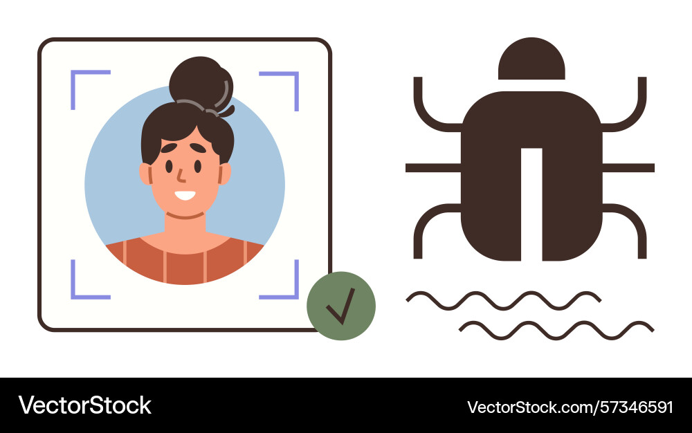 Facial recognition success and bug detection Facial recognition success and bug detection vector image