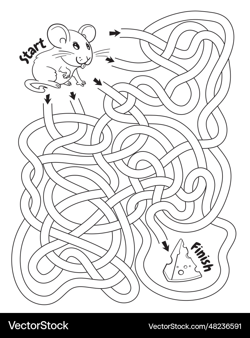 Help the mouse through maze and find his way Help the mouse through maze and find his way vector image