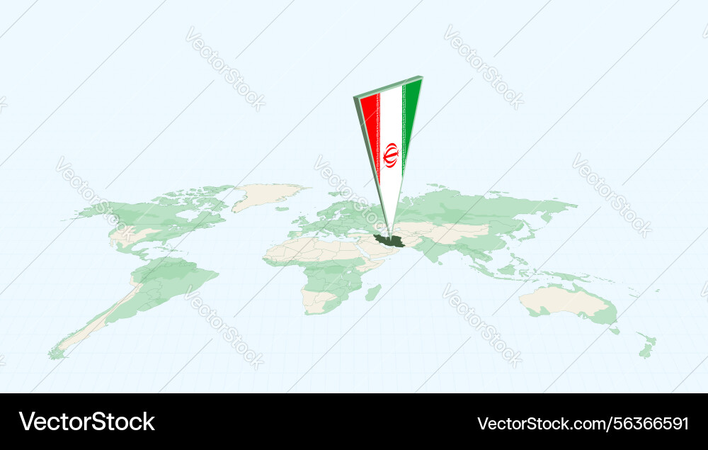 Highlighted iran on global map with 3d flag Highlighted iran on global map with 3d flag Vector Image