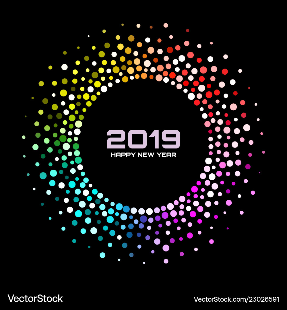 Neues Jahr 2019 Karte confetti Kreis Hintergrund Neues Jahr 2019 Karte confetti Kreis Hintergrund vektorbild