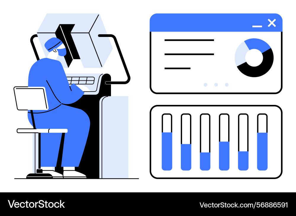 Professional analyzing data on a computer Vector Image
