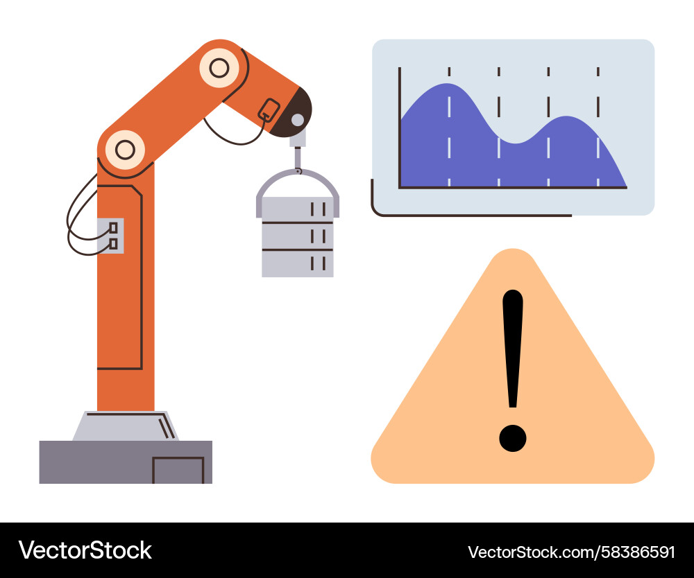 Robotic Arm with Warning & Data Vector Image