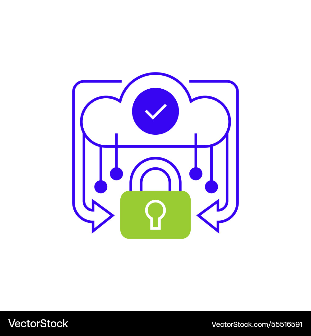 Secure cloud storage two tone color icon linear Secure cloud storage two tone color icon linear Vector Image