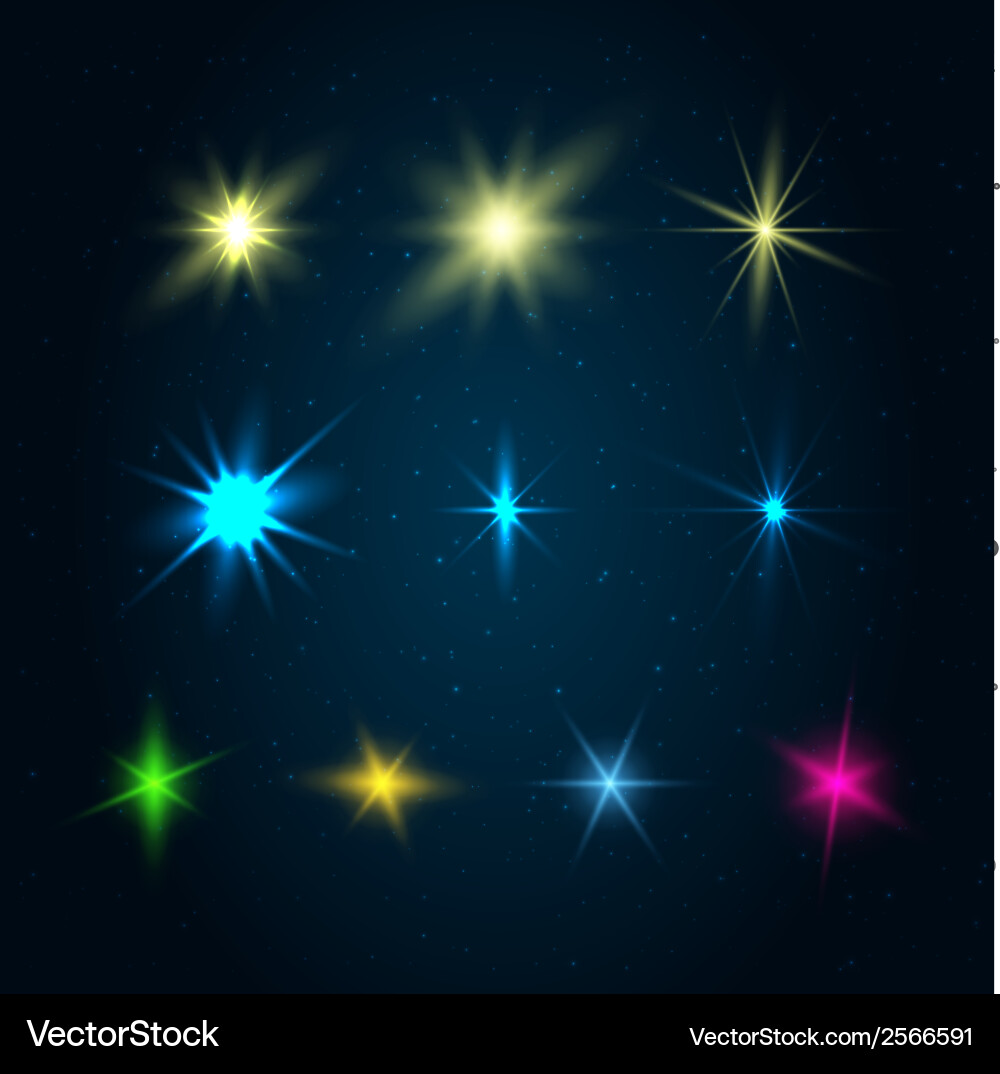 Set of 10 glowing design elements Vector Image