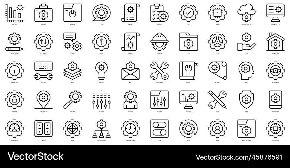 Set of thin line setup and settings icons Set of thin line setup and settings icons vector image