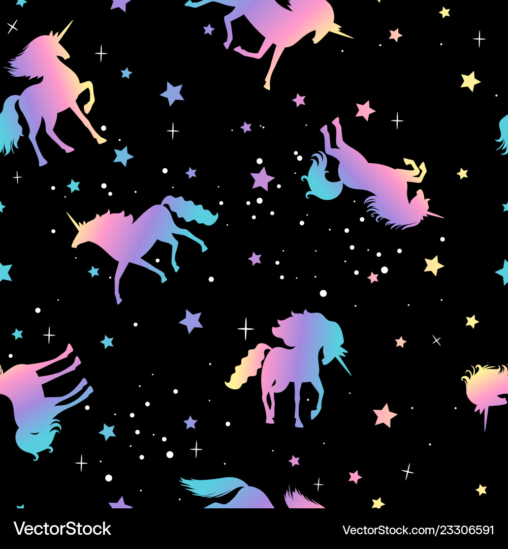Unicorn and Star Silhouettes Vector Image
