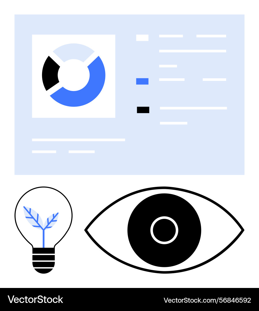 Data visualization with pie chart and eye Data visualization with pie chart and eye Vector Image