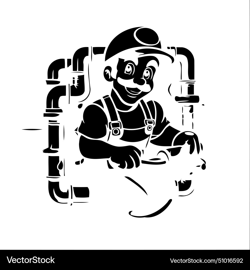 Plumber in uniform of a with pipe Vector Image