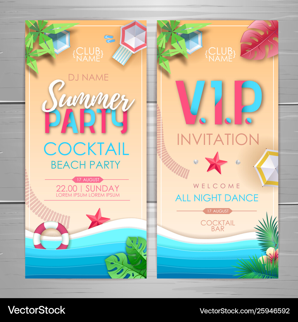 Summer party poster design disco invitation Summer party poster design disco invitation vector image