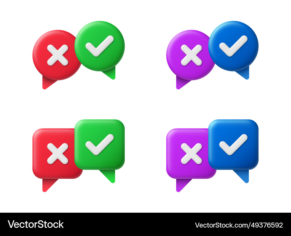 Survey reaction icon check mark and cross on red Survey reaction icon check mark and cross on red vector image