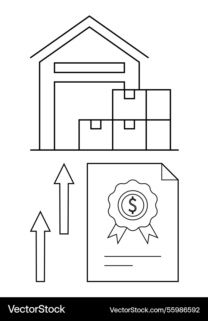 Warehouse with stacked boxes and document Warehouse with stacked boxes and document Vector Image