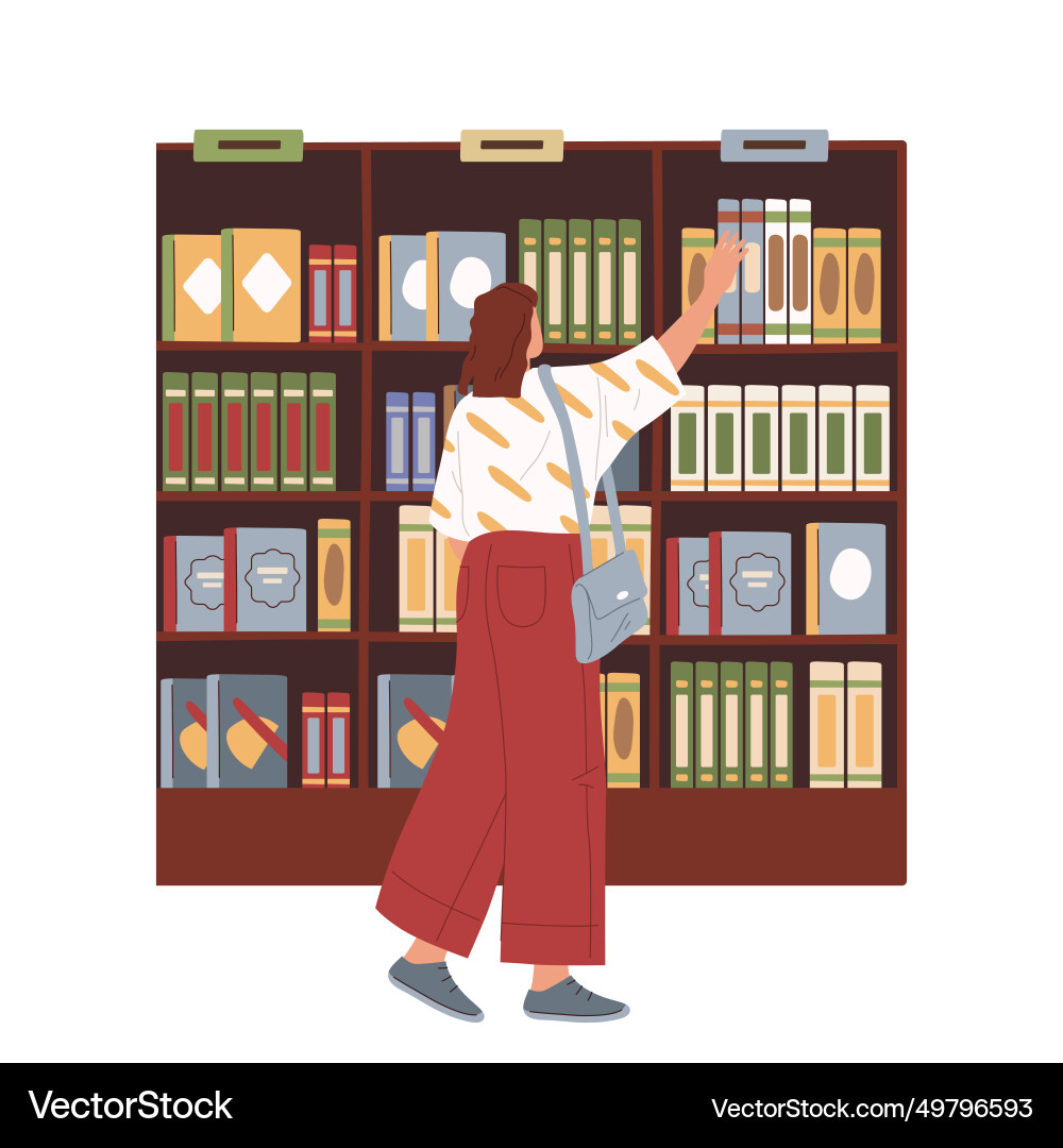 Bookstore or library with bookcase book Royalty Free Vector