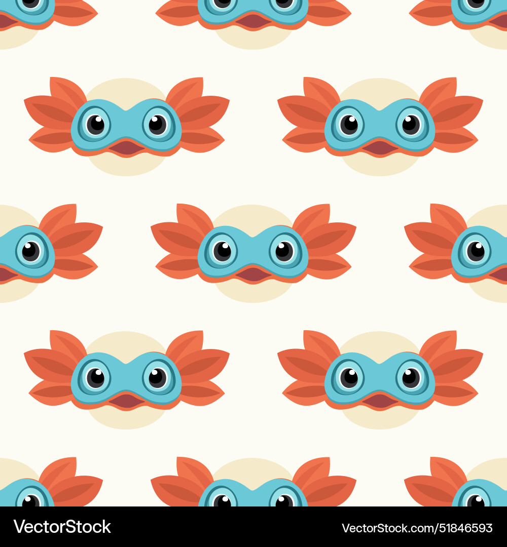 Bright seamless pattern with colorful axolotls vector image