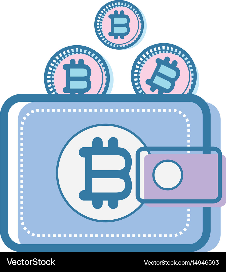 Color wallet icon with bitcoin currency – Royalty-Free Vector | VectorStock