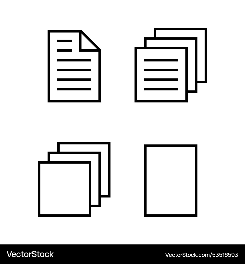 Document and paper icons in various stacked Vector Image