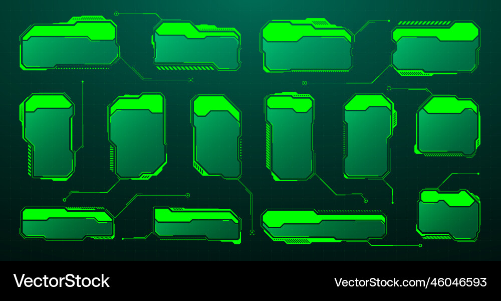 Green futuristic hud ui elements sci-fi user vector image