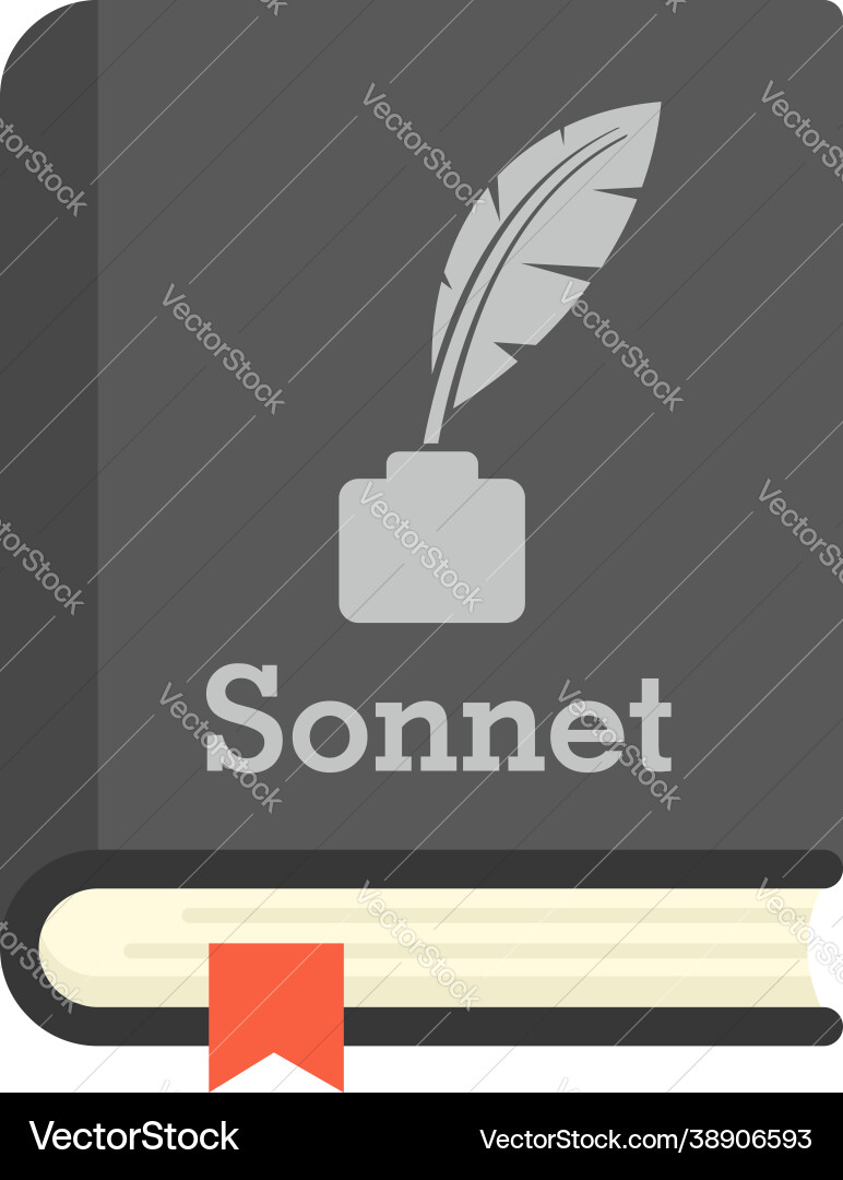 Literary sonnet book icon flat isolated Royalty Free Vector