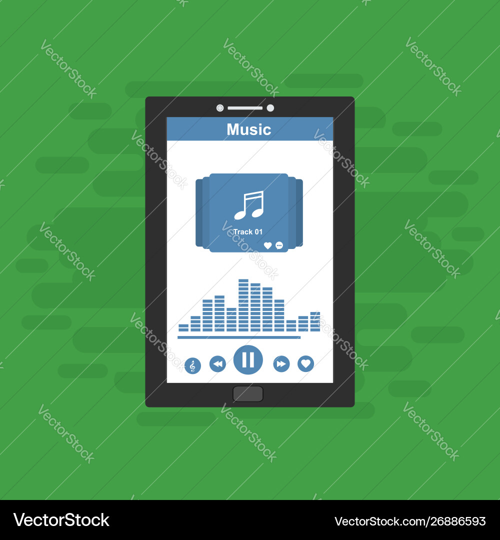 Media player application app template with flat Media player application app template with flat vector image